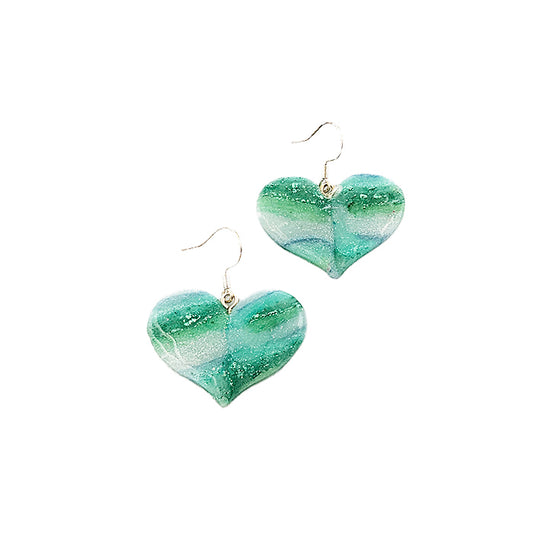 💚 Marbled Heart Dangles