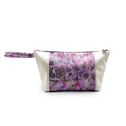💜 Floral Fantasy in white Peek-a-Boo Pouch